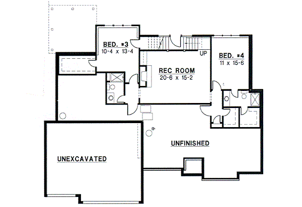 Traditional Floor Plan - Lower Floor Plan #67-329