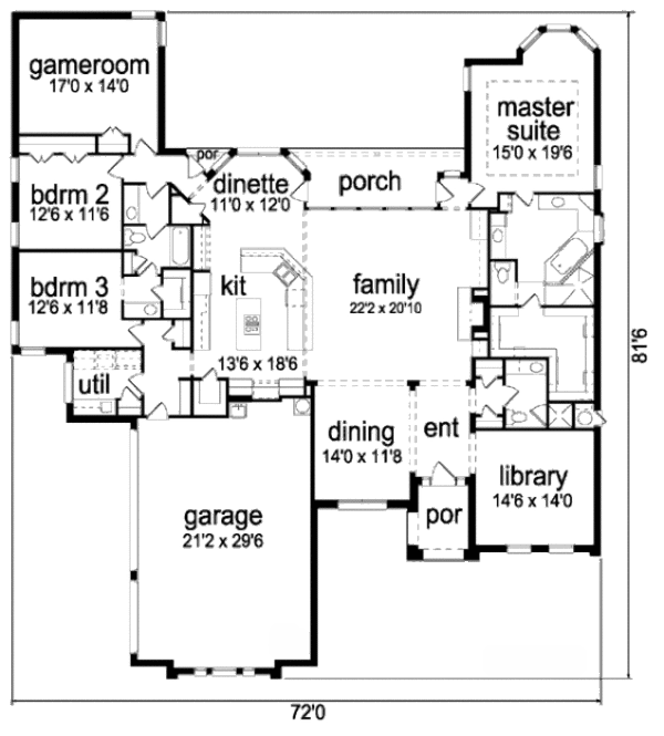 House Plan Design - European Floor Plan - Main Floor Plan #84-401