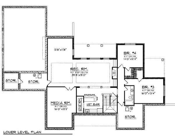 Lower Level floor plan - 4500 square foot traditional home