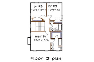Floor Plan - Upper Floor for Craftsman House Plan #79-261 - 3 bed, 2.5 bath