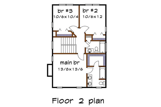 Floor Plan - Upper Floor for Craftsman House Plan #79-261 - 3 bed, 2.5 bath