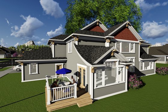 Exterior - Rear Elevation for Craftsman House Plan #70-1291 - 4 bed, 3.5 bath