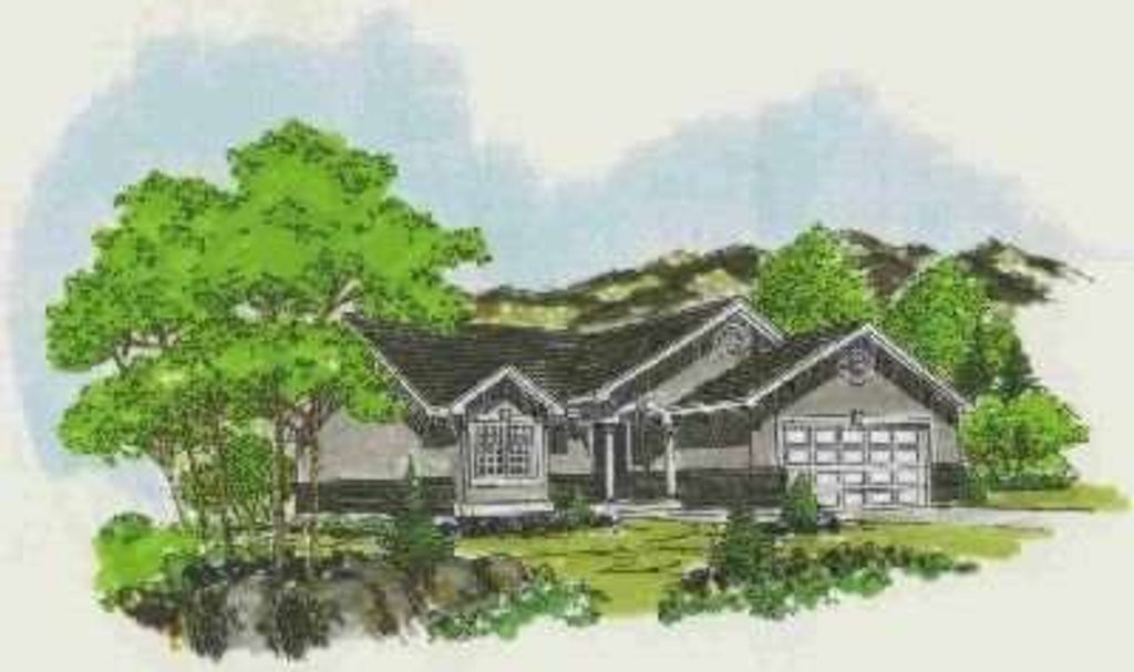 Exterior - Front Elevation 2 for Ranch House Plan #308-192 - 4 bed, 3 bath
