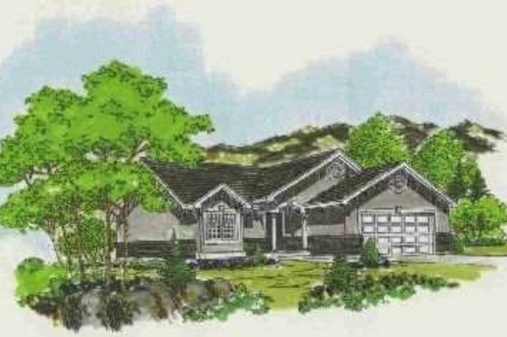 Exterior - Front Elevation for Ranch House Plan #308-192 - 4 bed, 3 bath