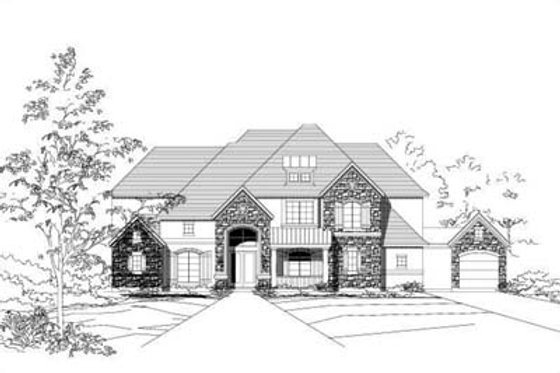Exterior - Front Elevation for European House Plan #411-161 - 4 bed, 5.5 bath