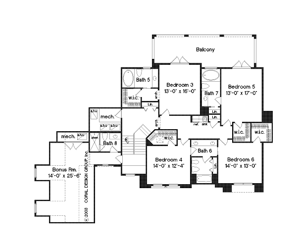 European Floor Plan - Upper Floor Plan #135-141