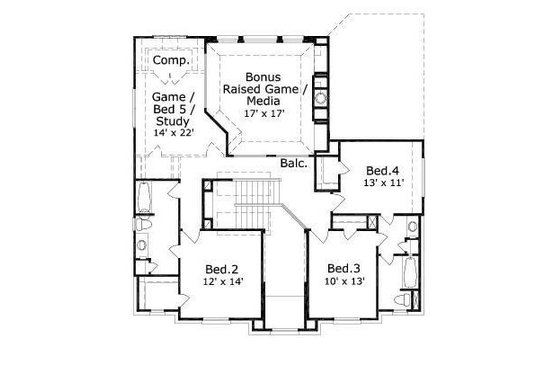 Floor Plan - Upper Floor for Traditional House Plan #411-220 - 4 bed, 3 bath