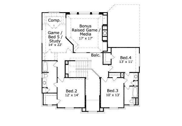 Traditional Floor Plan - Upper Floor Plan #411-220