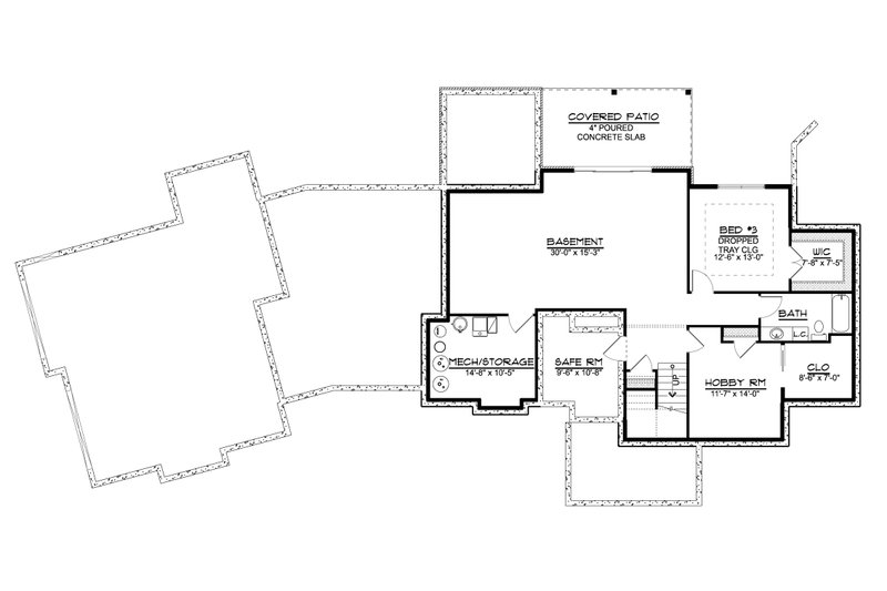 Architectural House Design - Floor Plan - Lower Floor for Country House Plan #1064-353 - 3 bed, 3.5 bath