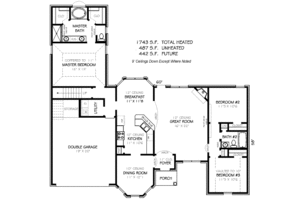 Floor Plan - Main Floor for Traditional House Plan #424-131 - 3 bed, 2 bath