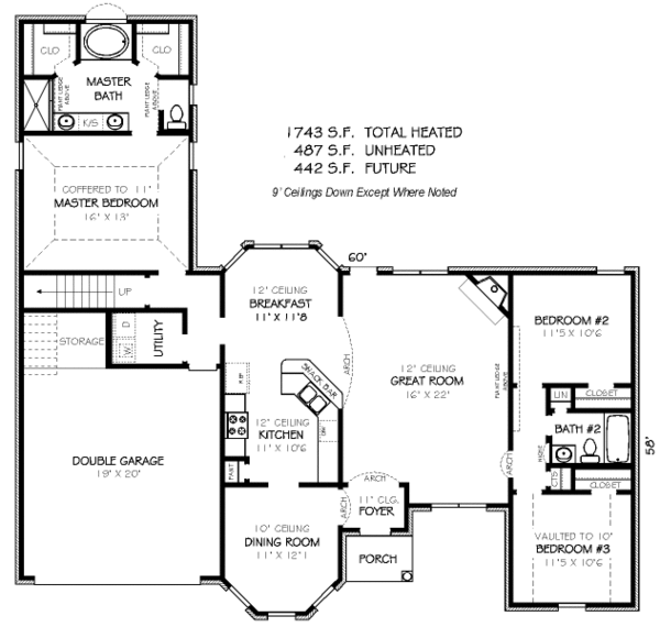 Floor Plan - Main Floor for Traditional House Plan #424-131 - 3 bed, 2 bath