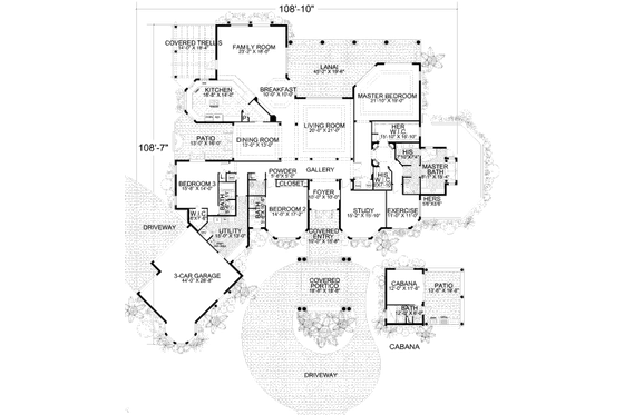 Floor Plan - Main Floor for Mediterranean House Plan #420-122 - 3 bed, 3.5 bath