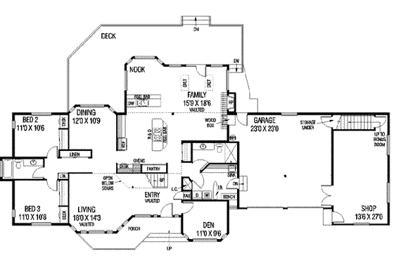 Floor Plan - Main Floor for Traditional House Plan #60-366 - 3 bed, 4 bath