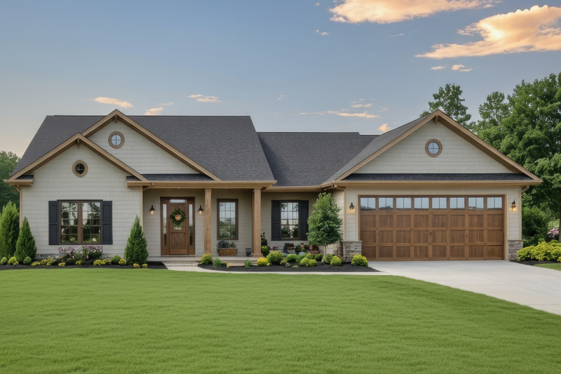 House Blueprint - Country Exterior - Front Elevation Plan #21-593