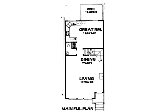 Floor Plan - Main Floor for Traditional House Plan #303-283 - 3 bed, 2.5 bath