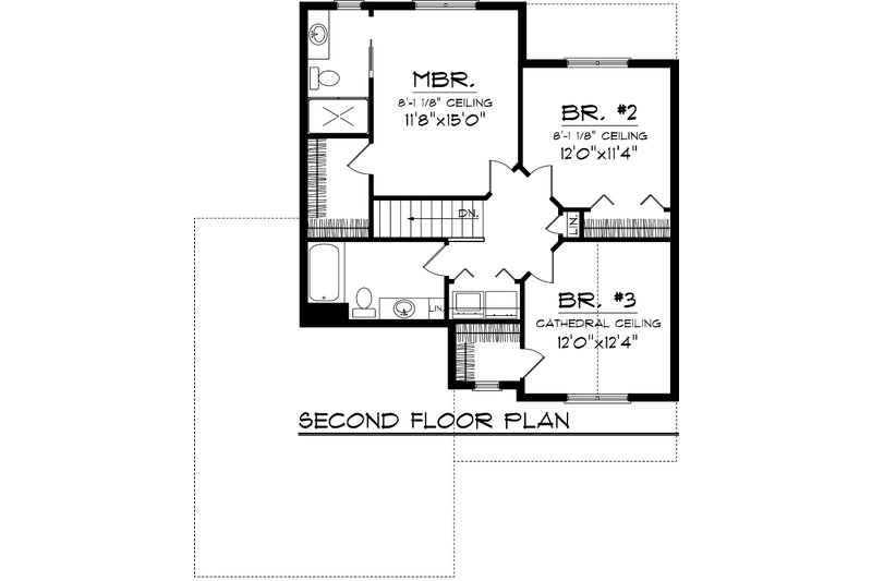 Home Plan - Floor Plan - Upper Floor for Craftsman House Plan #70-1043 - 3 bed, 2.5 bath
