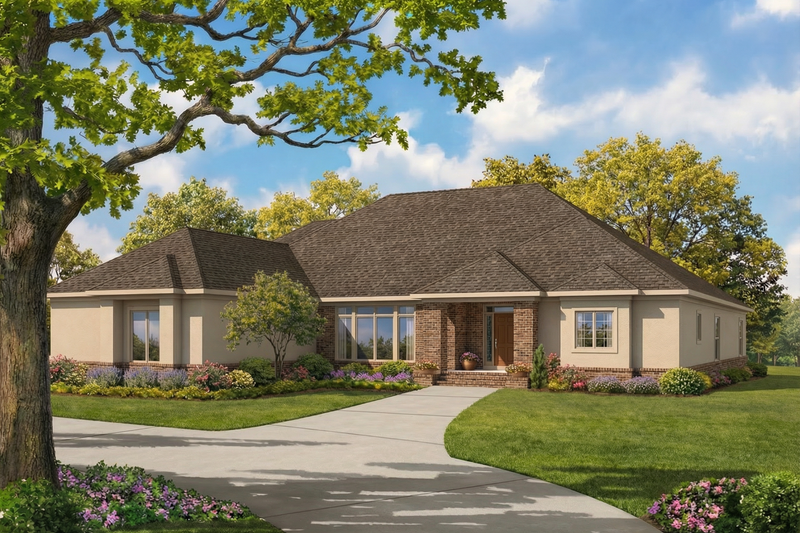 European Style House Plan - 4 Beds 3 Baths 2951 Sq/Ft Plan #17-1028 Exterior