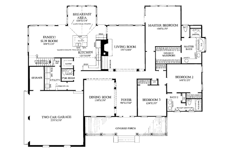 Country Style House Plan - 3 Beds 2 Baths 2777 Sq/Ft Plan #137-156 ...