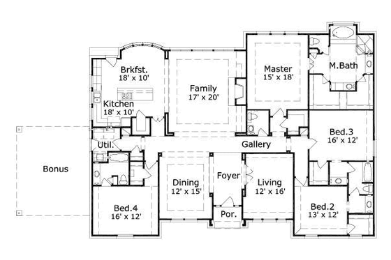 Floor Plan - Main Floor for European House Plan #411-154 - 4 bed, 3.5 bath