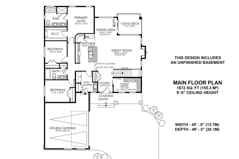 Architectural House Design - Floor Plan - Main Floor for Contemporary House Plan #1100-77 - 3 bed, 2 bath