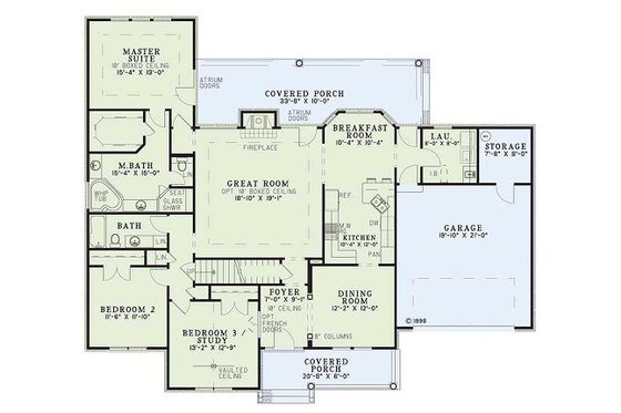 Floor Plan - Main Floor for Traditional House Plan #17-283 - 3 bed, 2 bath