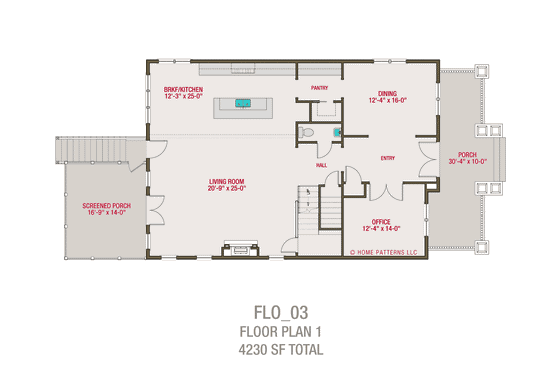 Floor Plan - Main Floor for Craftsman House Plan #461-63 - 5 bed, 4.5 bath