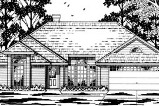 Exterior - Front Elevation for Traditional House Plan #42-235 - 3 bed, 2 bath