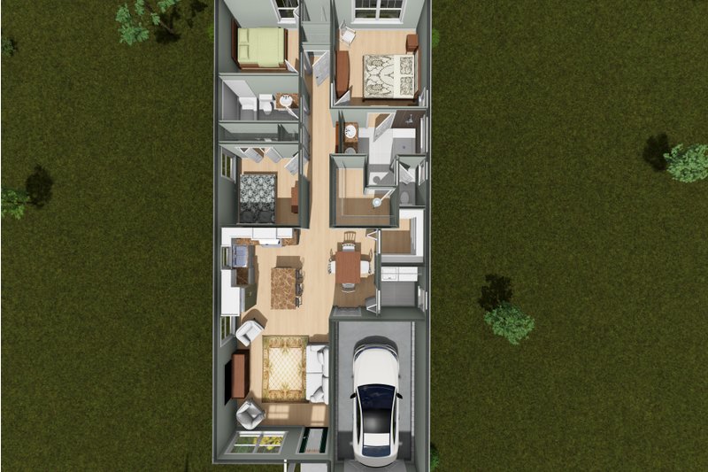 Home Plan - Floor Plan - Main Floor 1 for Cottage House Plan #513-2474 - 3 bed, 2 bath