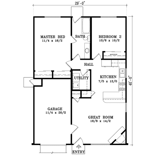 Ranch Floor Plan - Main Floor Plan #1-163