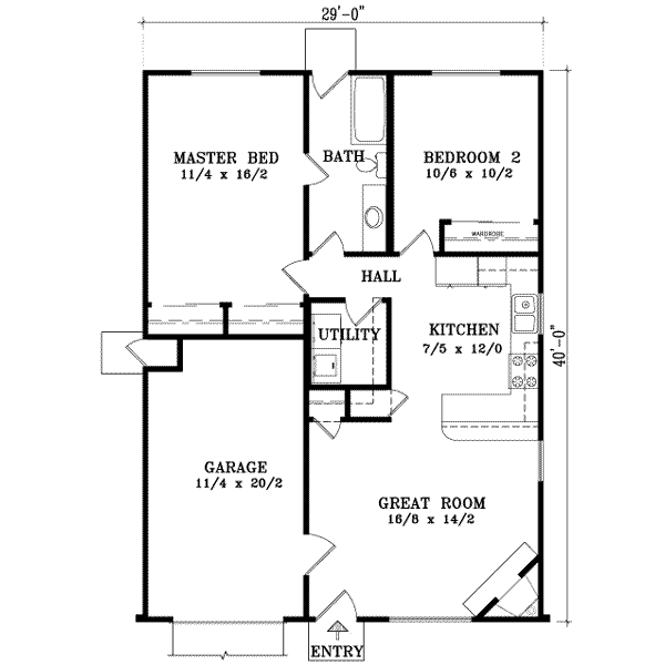House Blueprint - Ranch Floor Plan - Main Floor Plan #1-163