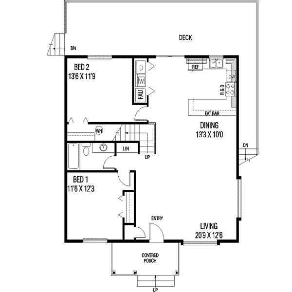Architectural House Design - Bungalow Floor Plan - Main Floor Plan #60-571