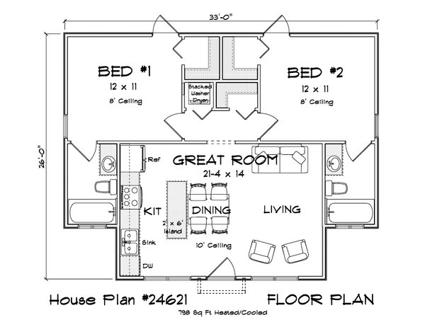 House Blueprint - Cottage Floor Plan - Main Floor Plan #513-2414