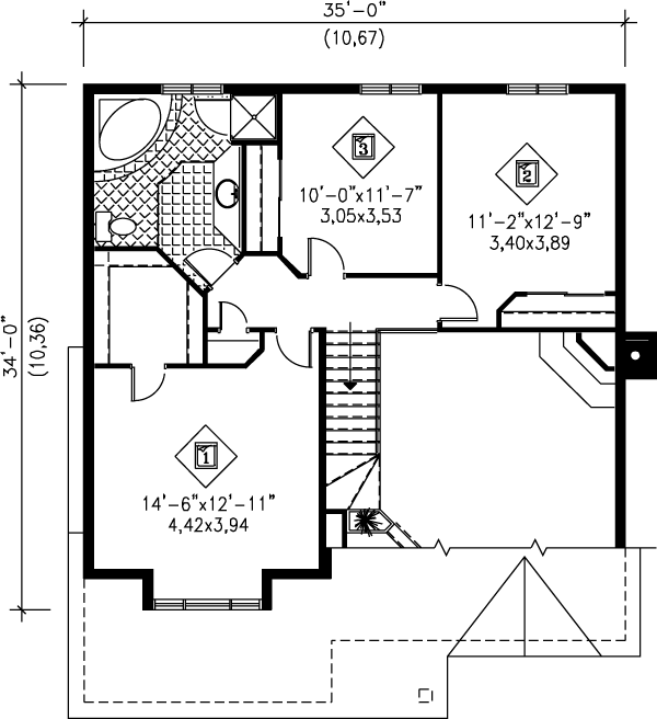 Traditional Floor Plan - Upper Floor Plan #25-2145