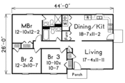 Ranch Style House Plan - 3 Beds 2 Baths 1104 Sq/Ft Plan #57-222 