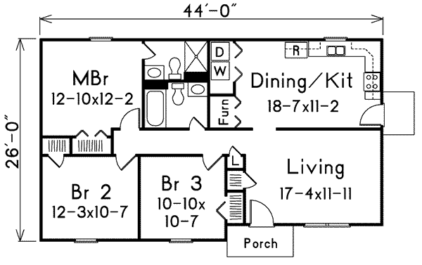 Ranch Floor Plan - Main Floor Plan #57-222