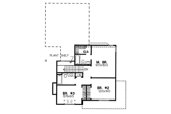 Floor Plan - Upper Floor for Traditional House Plan #50-207 - 3 bed, 2.5 bath