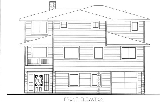 Exterior - Front Elevation 3 for Contemporary House Plan #117-1111 - 3 bed, 3 bath