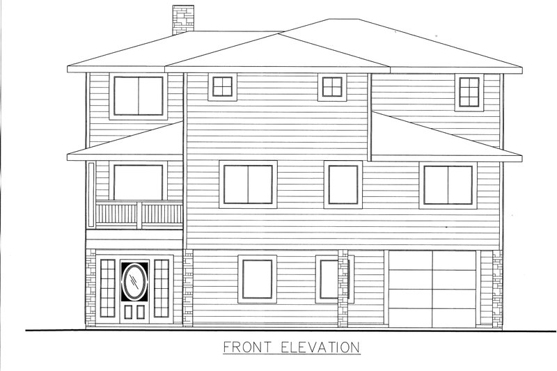 House Blueprint - Exterior - Front Elevation 3 for Contemporary House Plan #117-1111 - 3 bed, 3 bath