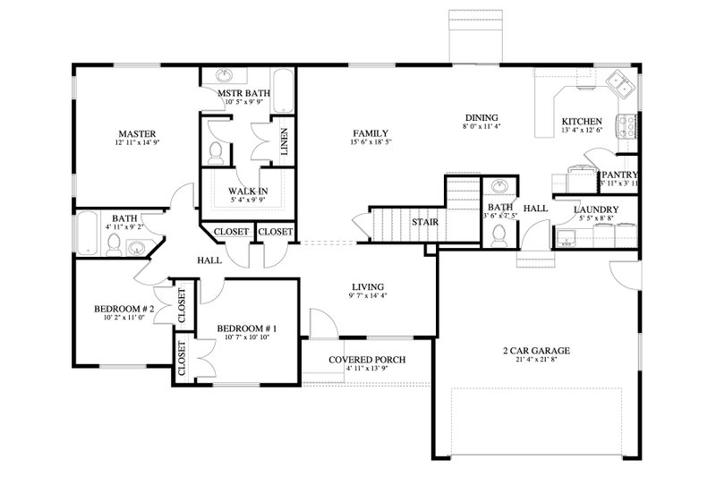Dream House Plan - Floor Plan - Main Floor for Traditional House Plan #1060-194 - 3 bed, 2 bath