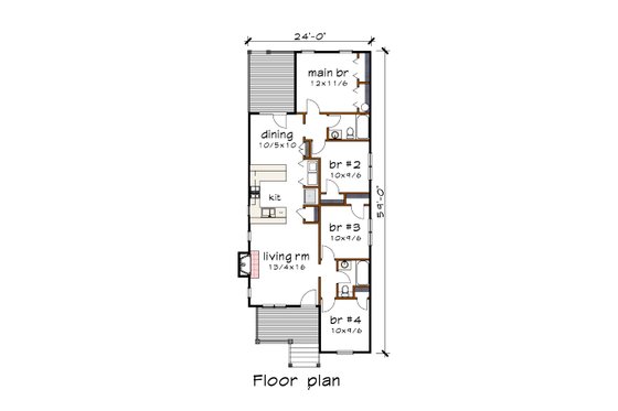 Floor Plan - Main Floor for Bungalow House Plan #79-309 - 4 bed, 2 bath
