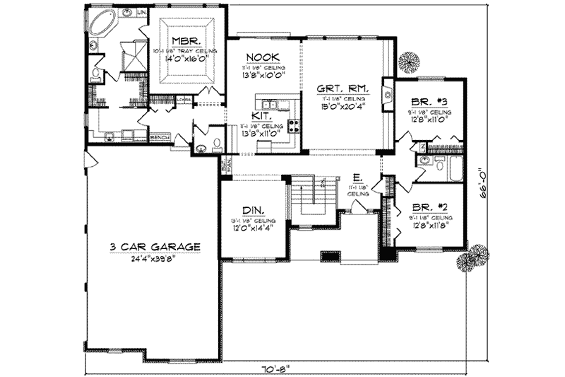 Home Plan - Floor Plan - Main Floor for European House Plan #70-839 - 3 bed, 2.5 bath