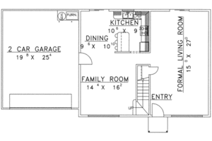 Floor Plan - Main Floor for Traditional House Plan #117-436 - 3 bed, 2 bath