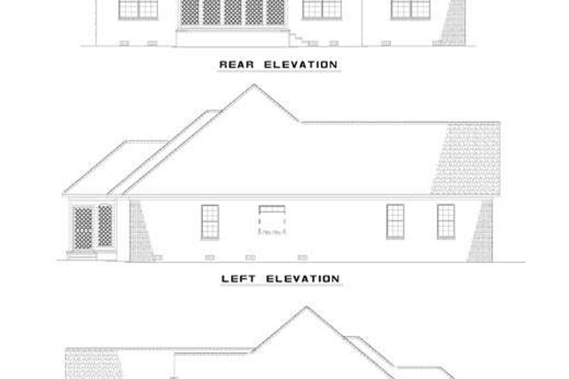 Home Plan - Exterior - Rear Elevation for European House Plan #17-1105 - 3 bed, 2 bath