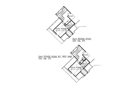 Floor Plan - Upper Floor for Craftsman House Plan #54-516 - 2 bed, 2.5 bath