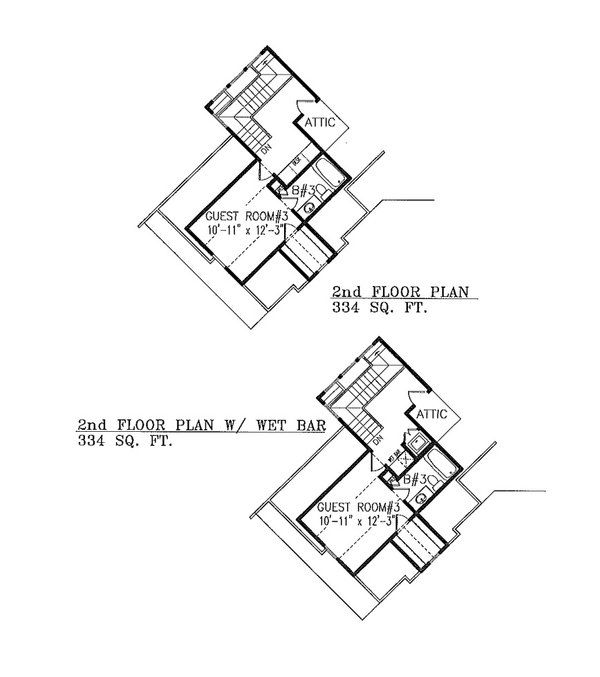 House Blueprint - Craftsman Floor Plan - Upper Floor Plan #54-516