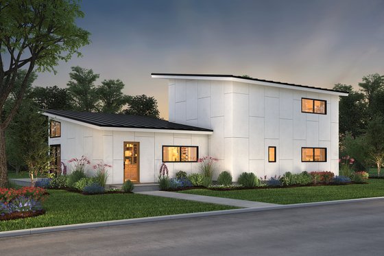 Exterior - Front Elevation for Modern House Plan #497-31 - 3 bed, 2 bath