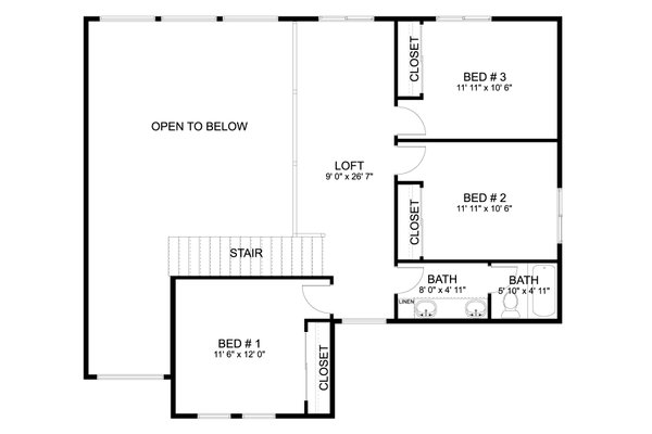 Traditional Floor Plan - Upper Floor Plan #1060-288