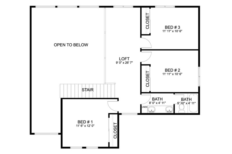Dream House Plan - Floor Plan - Upper Floor for Traditional House Plan #1060-288 - 4 bed, 2.5 bath