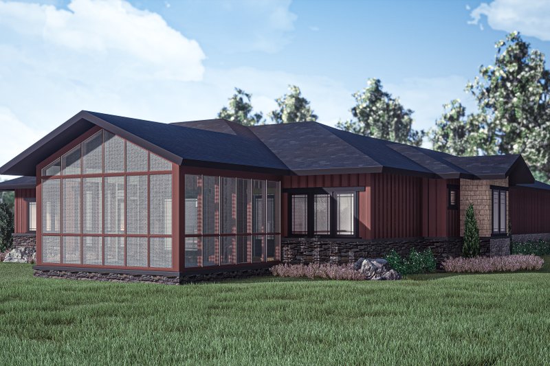 Architectural House Design - Exterior - Rear Elevation 1 for Prairie House Plan #1088-12 - 3 bed, 2.5 bath