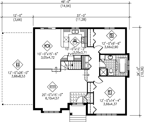 Traditional Floor Plan - Main Floor Plan #25-1160